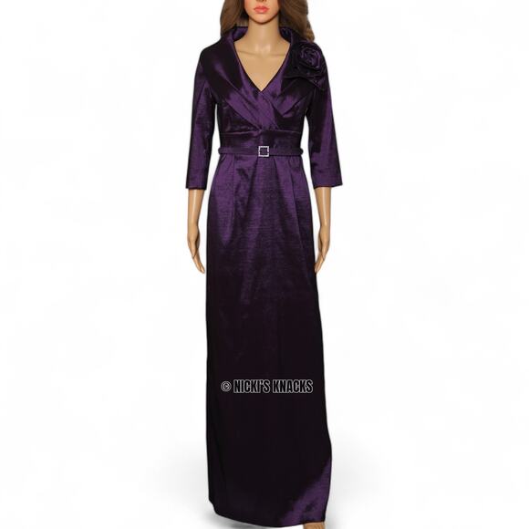 Eliza J Purple Taffeta Evening Gown Dress 6 Formal Wedding Guest Mother of Bride - Picture 3 of 12